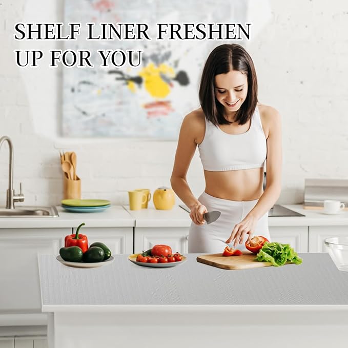 Beautysaid Shelf and Drawer Liner for Kitchen Cabinet, Non Adhesive Non Slip Shelf Paper Waterproof Washable Thickened for Dresser Pantry Shelve Bathroom Protector Liner(Light Grey,12 in x 20FT)
