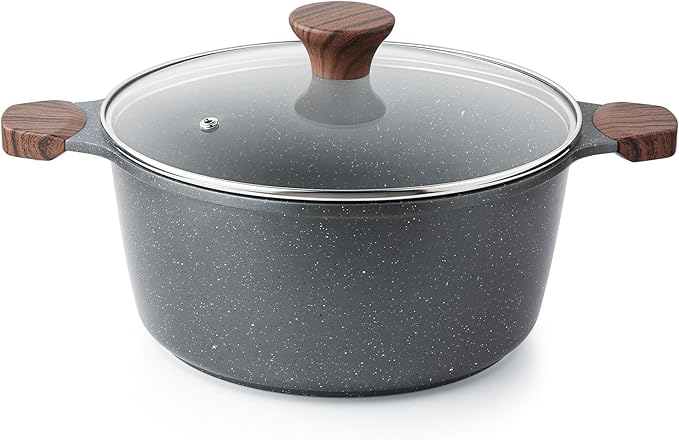 SENSARTE Ceramic Nonstick Stock Pot with Lid, 4.5 Quart, White