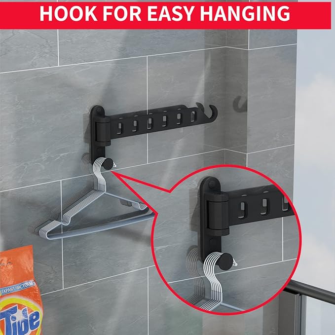 Laundry Drying Rack Wall Mounted Clothes Drying Rack Clothes Hanger Coat Hanger Garment Hooks Metal Clothes Hooks Black