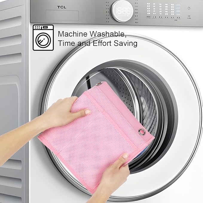 Hanging Mesh Shower Caddy for Bathroom - Quick Drying Portable Shower Organizer with Multiple Pockets for Soap,Shampoo and Cruise Ship Essentials Saving Bathroom Storage,Pink,2 Pack