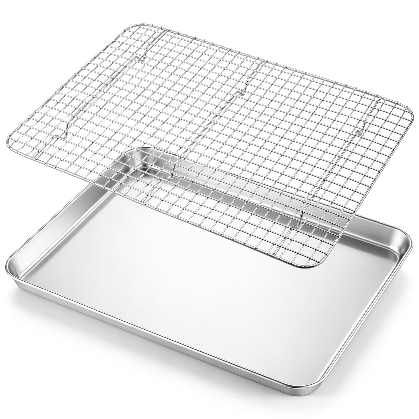 TeamFar Stainless Steel Baking Sheet with Wire Rack Set, 16"x 12"x 1"
