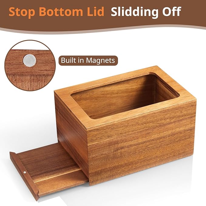 Dryer Sheet Holder, Acacia Wood Laundry Sheets Container, Laundry Room Organization and Storage for Farmhouse Laundry Room Decor and Accessories, Fabric Sheet Dispenser