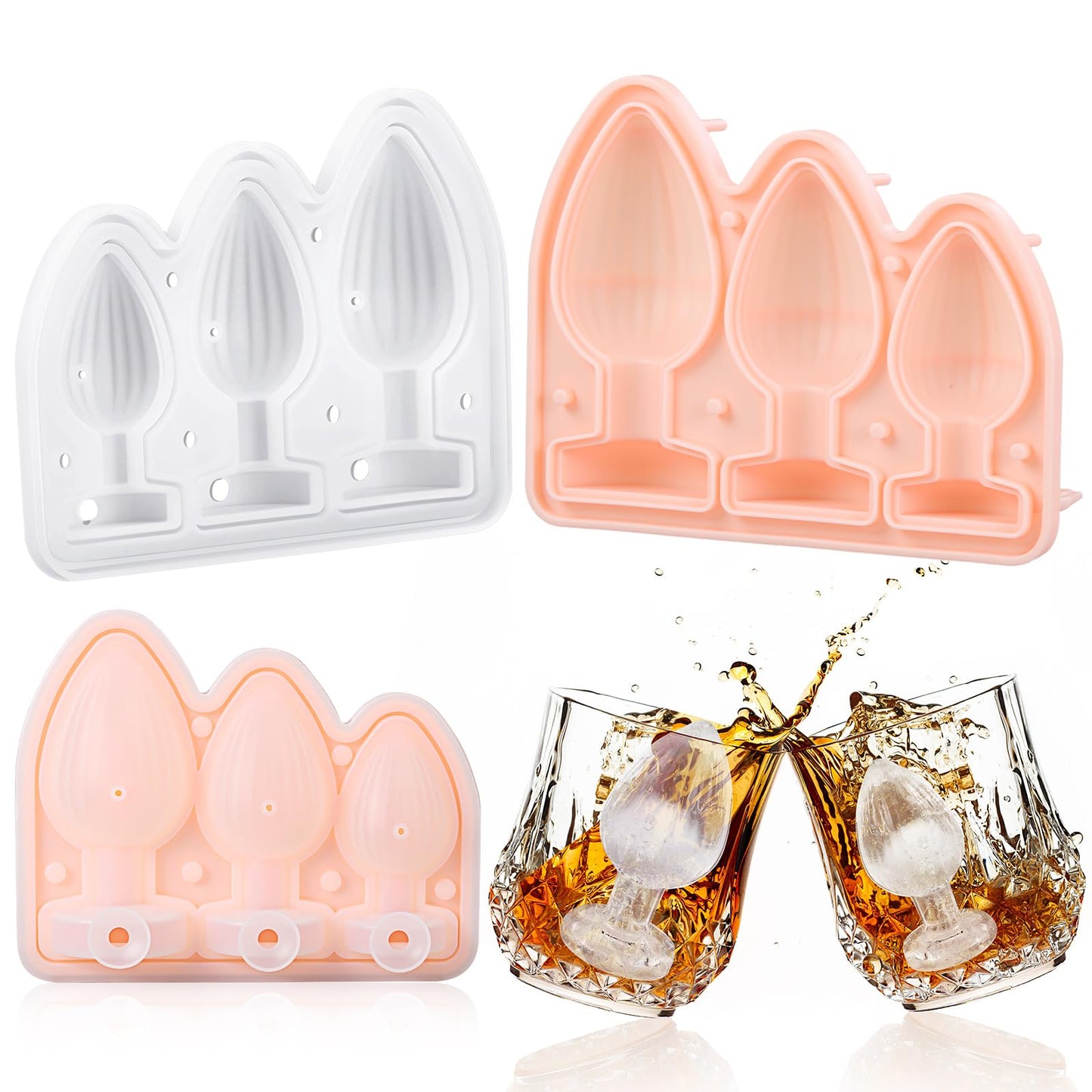 Hoolerry Ice Cube Molds Cube Trays Fun Shape Silicone, Blue, Multi-size