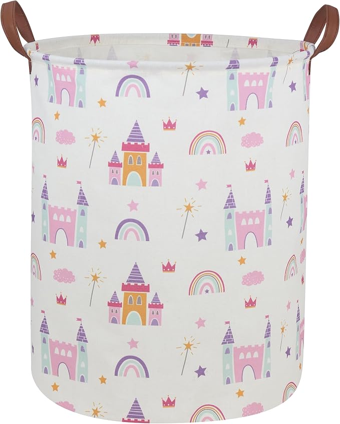 Kids Laundry Hamper Girls Hamper for Nursery Boy and Girl Elephant Hamper Cute Kids Toys Storage Bin Organizer Room Decor for Home(Castle)
