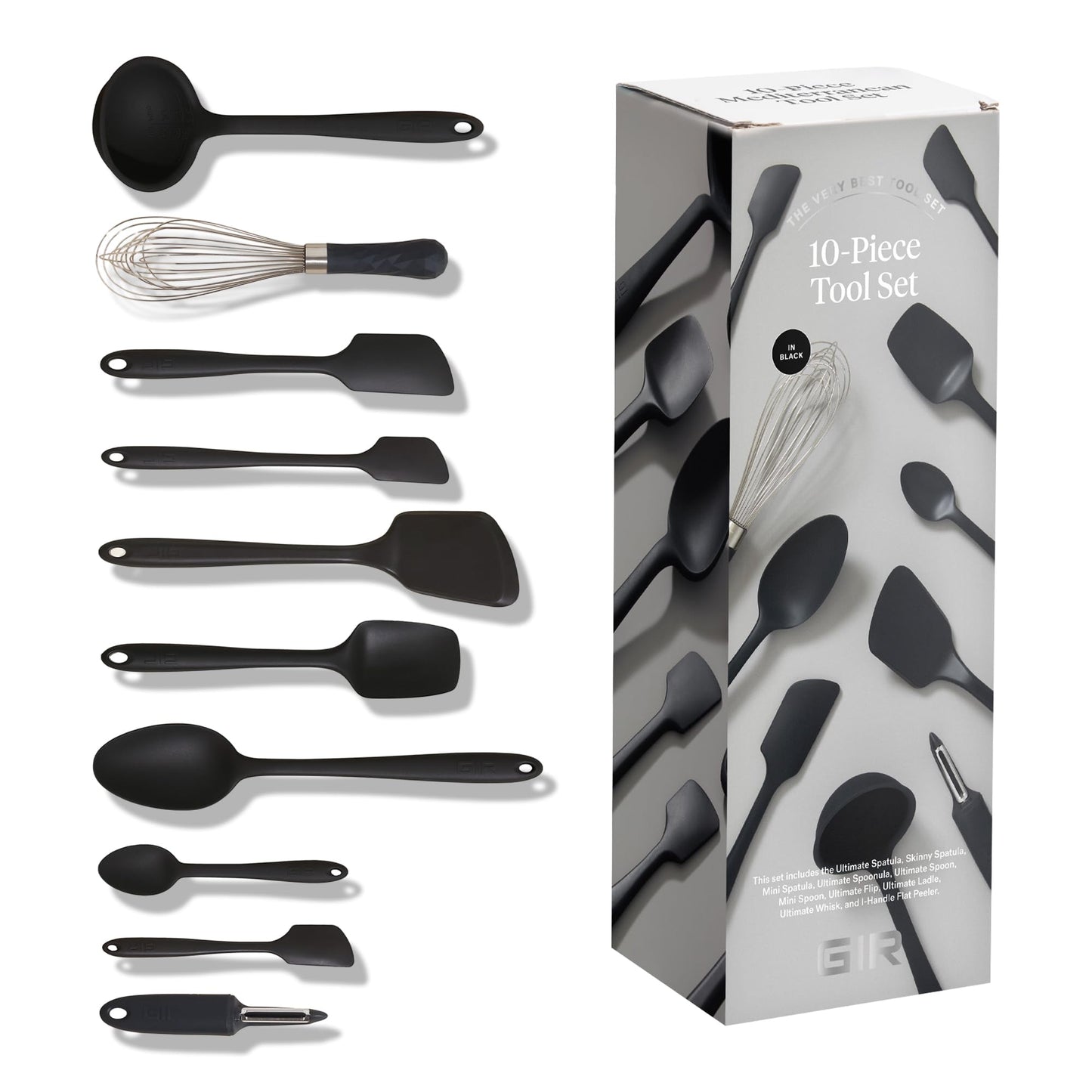 GIR: Get It Right 10-Piece Silicone Ultimate Kitchen Utensil Set – Spatulas, Ladle, Flip, Spoons, Whisk, Peeler & Spoonula – Nonstick, Non-Toxic, Heat-Resistant – Red