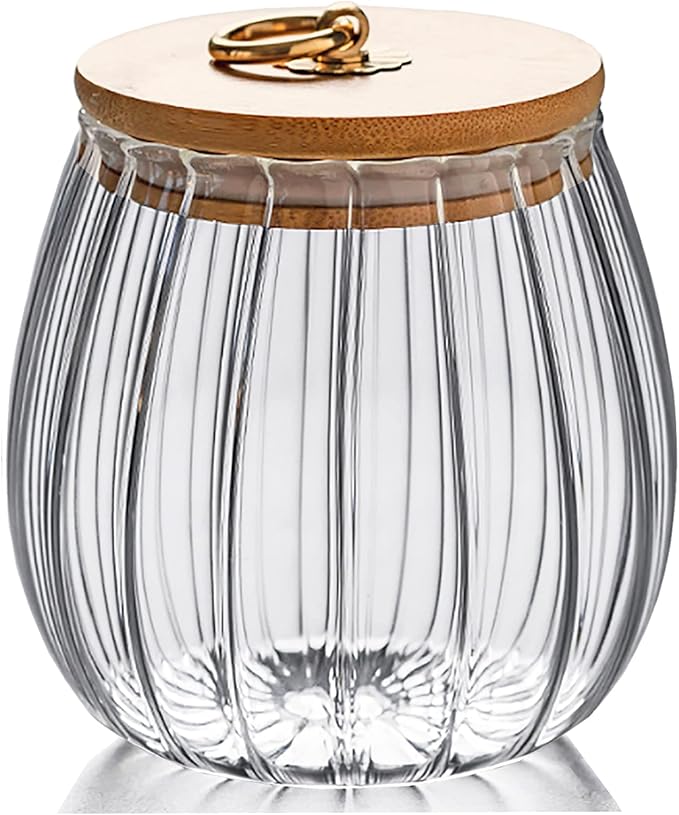 Glass Coffee Nuts Canister Airtight Jar with Bamboo Lid 54 FL OZ Large Oval