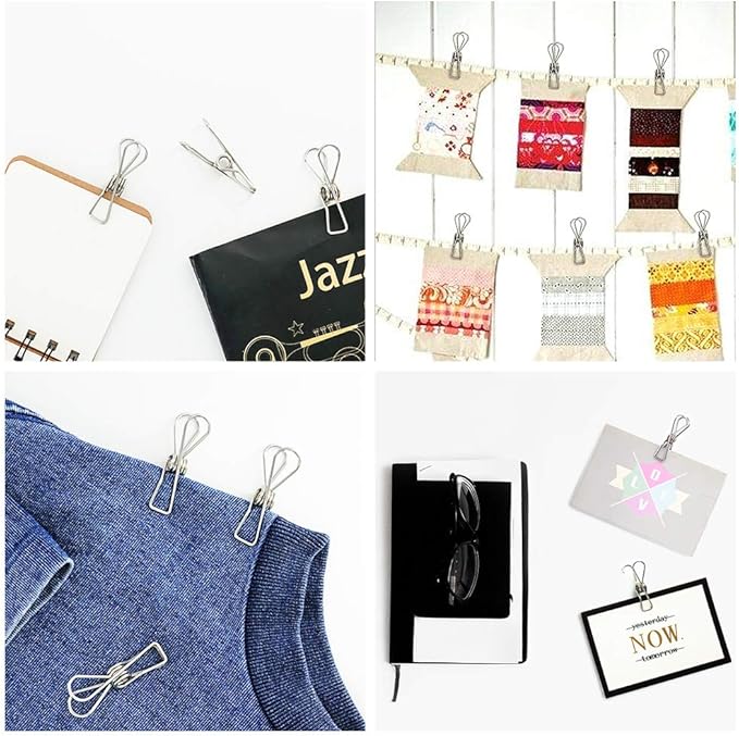 40 Pack Stainless Steel Small Clothes Pins Durable Clothes Pegs Multi-Purpose Metal Wire Utility Clips for Laundry Home Kitchen Outdoor Travel Office