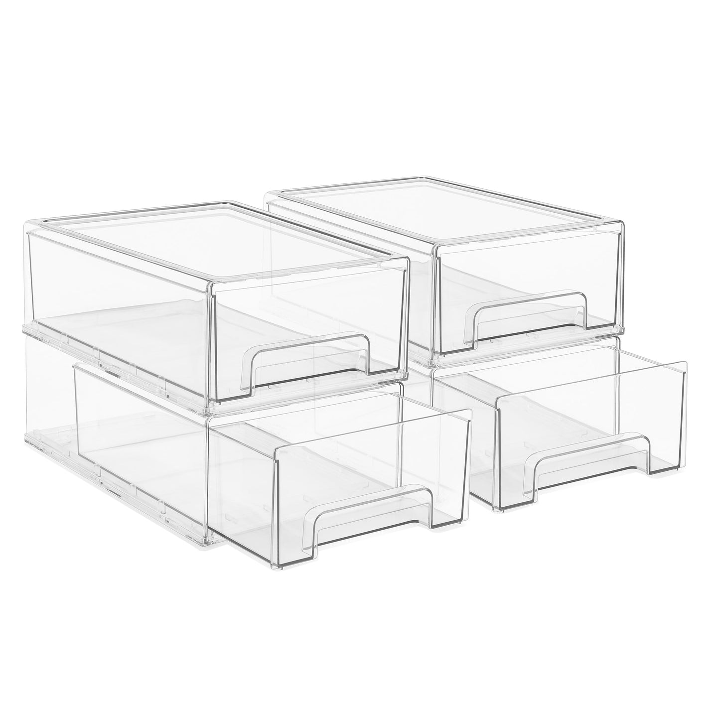 Sorbus Clear Stackable Storage Drawers for Refrigerator (Medium, 4 Pack)