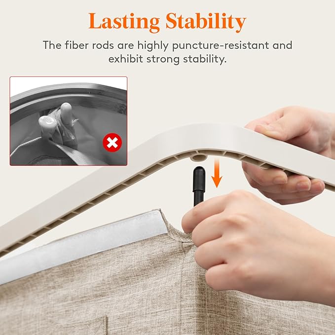 Lifewit 165L Large Laundry Basket with Lid, Laundry Hamper with Plastic Handles and Removable Bag, Foldable Tall Dirty Clothes Hampers for Laundry for Laundry Room, Bedroom, Bathroom, Dorm, Beige