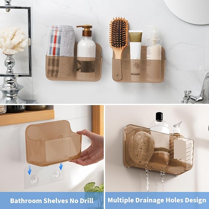 Diesisa 2pc Acrylic Wall Mount Organizer, Adhesive Cabinet Door Organizer,Acrylic Bathroom Shelves for Wall,No Drilling Hang Walls,with Self Adhesive Tape, for Bathroom, Kitchen, Living Room