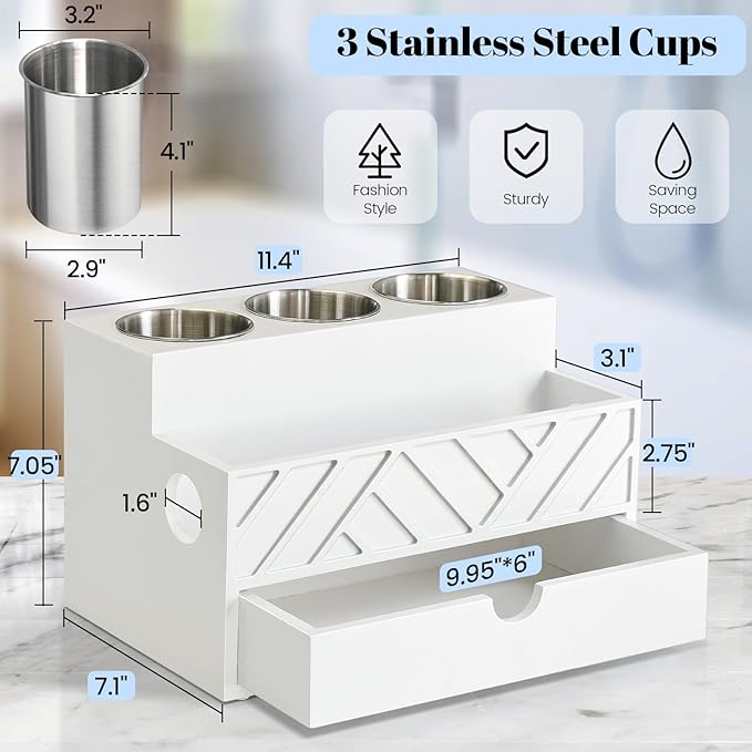 Hair Tool Organizer, Hair Dryer Holder with Drawer, Bathroom Countertop Organizer for Bathroom Accessories, Blow Dryer Organizer for Hair Styling Tools, Vanity Organizer for Bathroom, Vanity, Kitchen