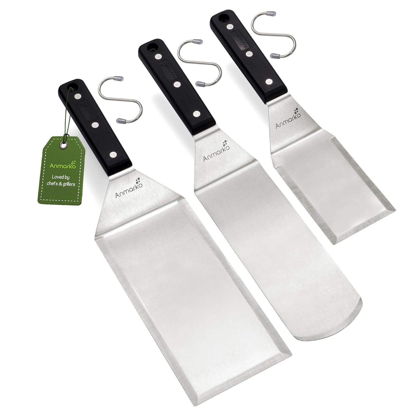 Metal Spatula Set Stainless Steel Hamburger Turner Griddle Flipper Scraper for BBQ Grill Flat Top