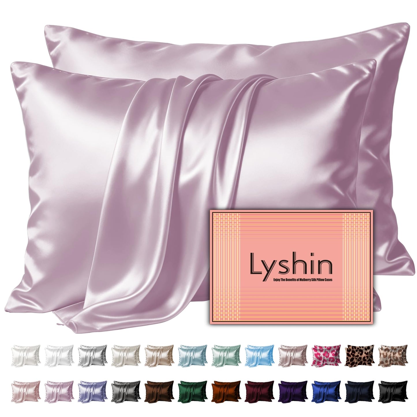 LYSHIN Silk Pillow Cases Standard Size with Hidden Zipper, Leopard