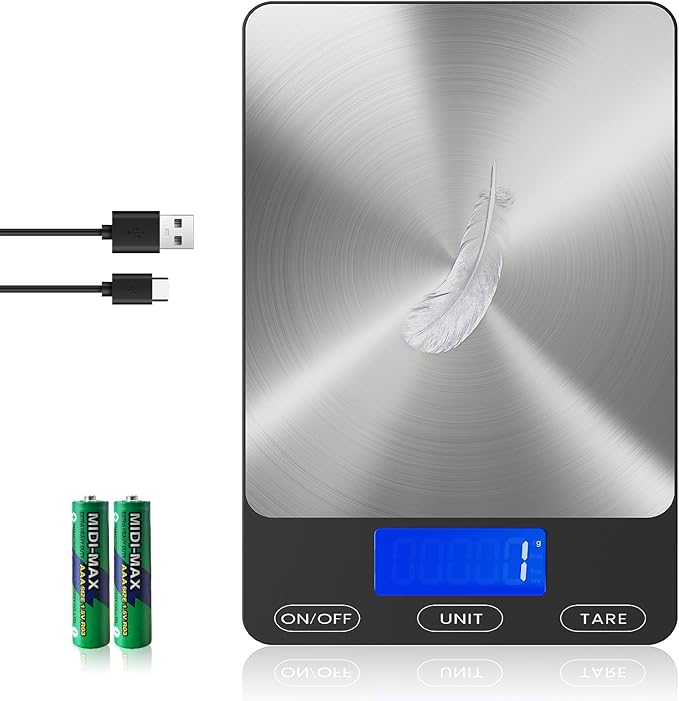 Food Scale -33lb Digital Kitchen Scale for Food Ounces Grams Rechargeable
