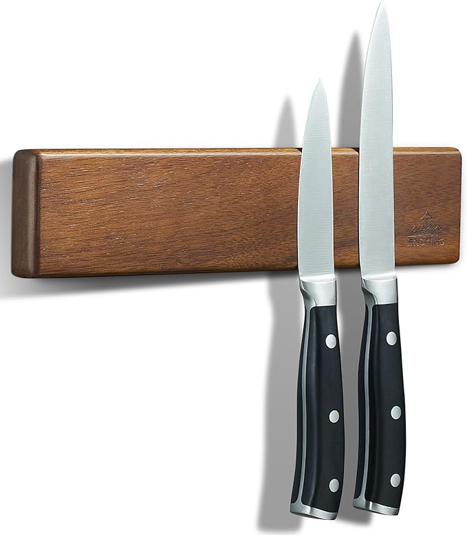 Magnetic Knife Holder for Wall, 10 Inch Acacia Wood Knife Strip, No Drill
