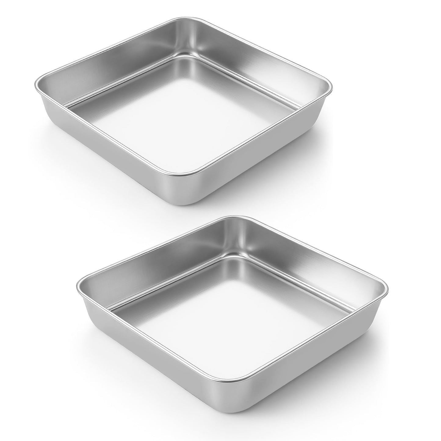 LIANYU 3 Pack 8 x 8 Inch Square Baking Cake Pan, Stainless Steel Cake Molds