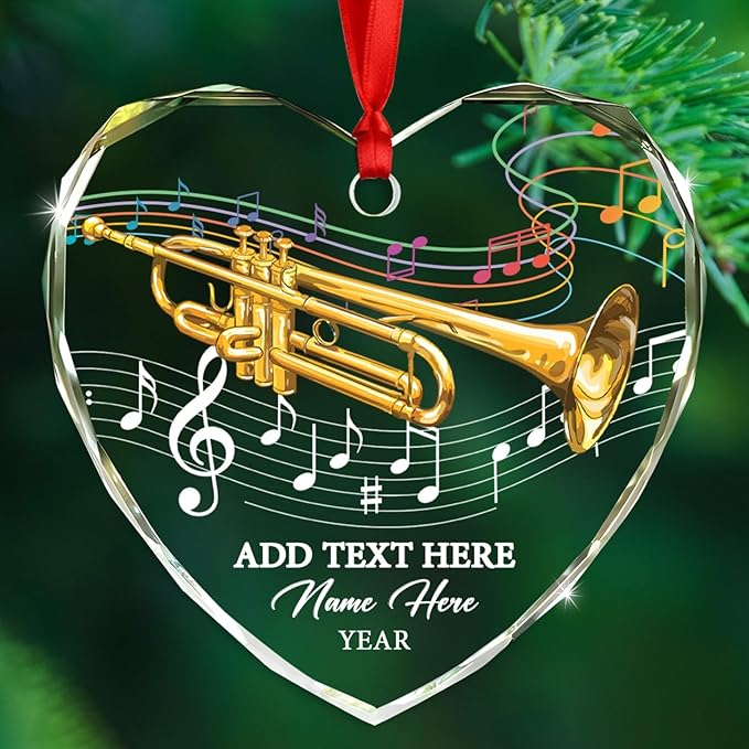Personalized Drum Musical Instrument Glass Ornament, Customized Year Text Name Christmas Ornaments Gift for Drummer Husband Wife Dad Mom Kids, Unique Drum Set Glass Christmas Ornament for Birthday