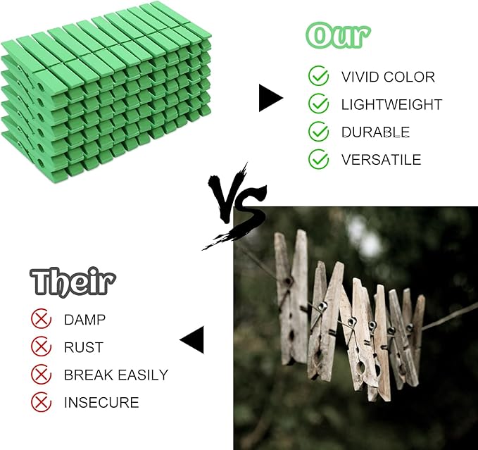 Phinus 72 Pcs Wooden Clothes Pins, 2.9 Inch Clothes Pins for Hanging Clothes, Pictures, Photos, Classroom, Crafts, Decoration, Clothespins Heavy Duty (Fruit Green)