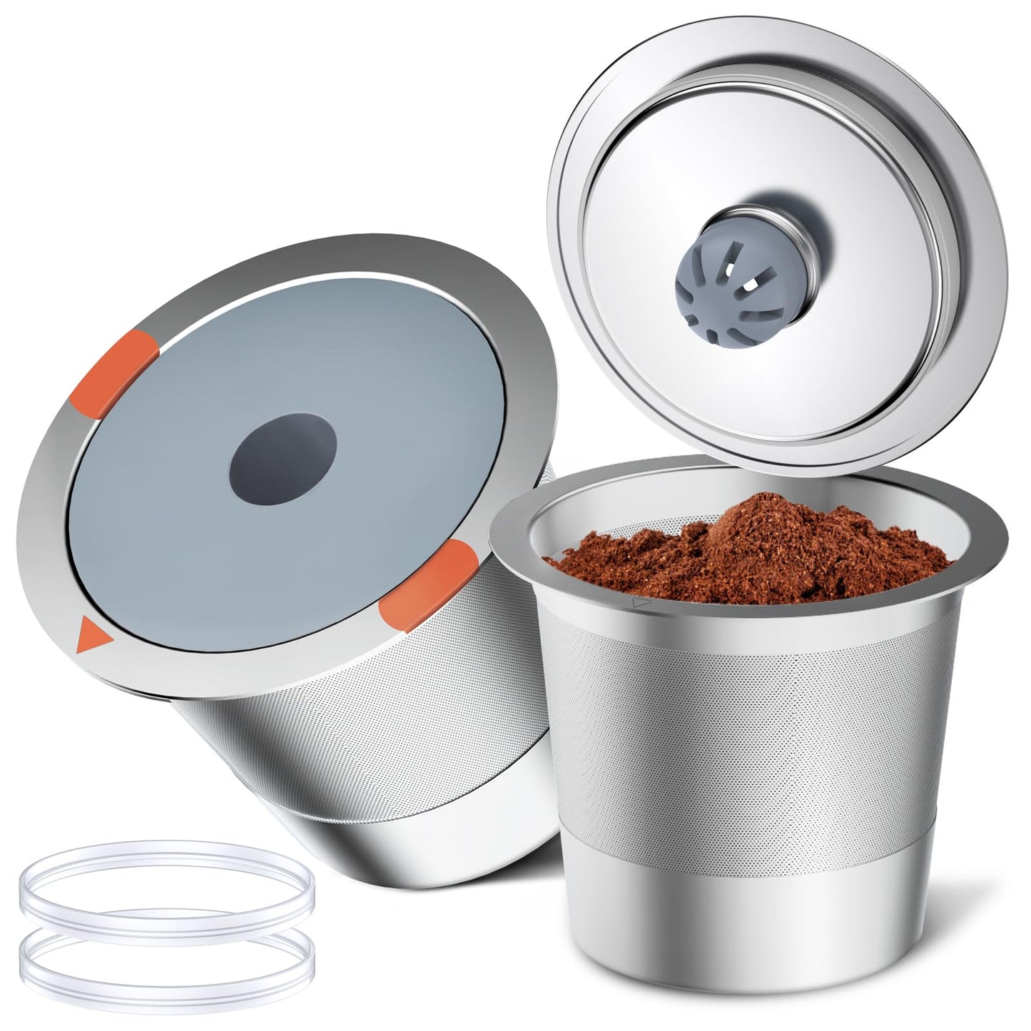 Reusable k Cup Coffee Filters,Universal stainless steel Refillable k Cups Filter Use for K 2.0 and 1.0 Coffee Makers-brewers (4pack)