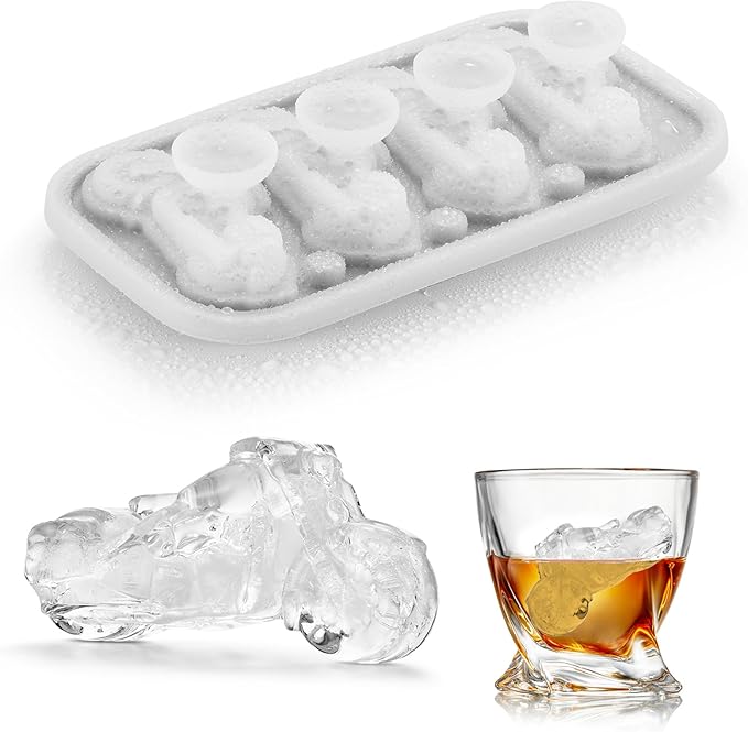 ACOOKEE Novelty Motorcycle Ice Cube Mold, Funny Motorcycle Gifts for Men, Holiday Stocking Stuffers for Men, Large Ice Cube Molds for Whiskey, Bourbon, Cocktails