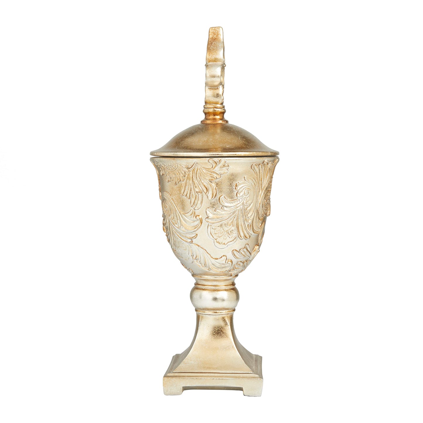 Deco 79 Polystone Solid Decorative Jars, 7" x 7" x 19", Gold