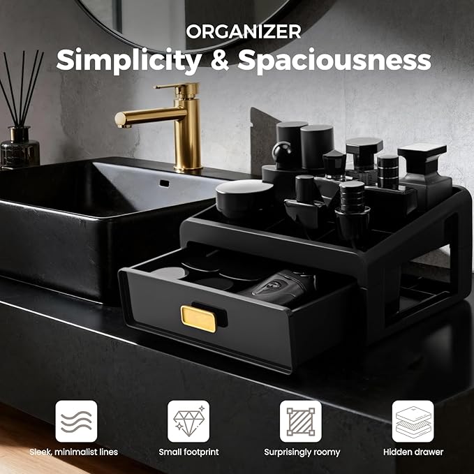 Organizer For Men,Bathroom Organizers,Cologne Organizer,Dresser Organizers,Bathroom Sink Organizer,Counter Storage,Cologne Stand,Drawer Perfume Display Holder,Gifts for Mens(BLACK)