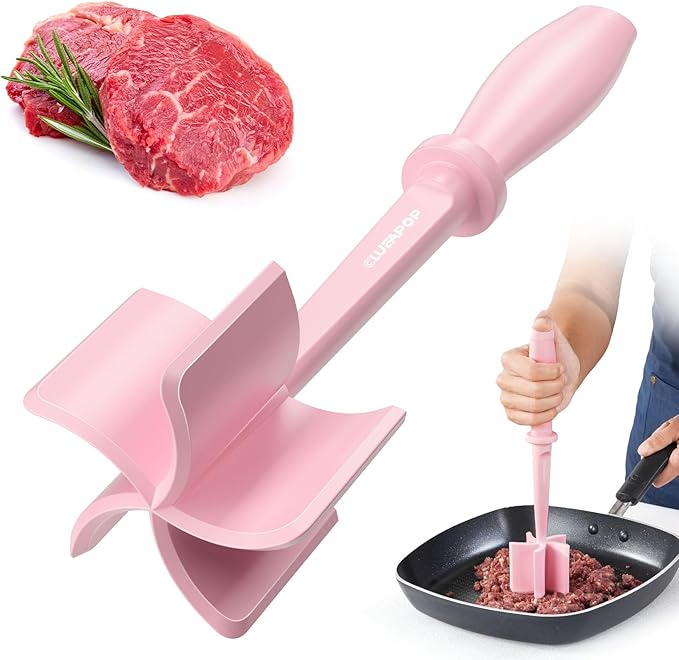 CLUEAPOP Heat Resistant Nylon Meat Chopper and Potato Masher, Safe for Non-Stick Cookware, 11-Inch,Heat Resistant Meat Masher for Hamburger Meat, Ground Beef Smasher, Potato Masher Tool