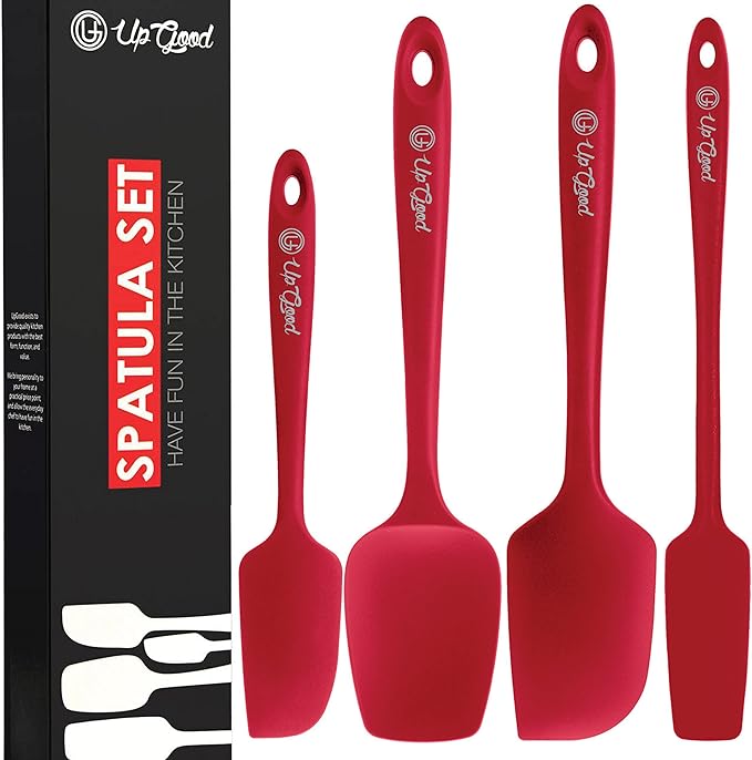 UpGood Silicone Spatula Set 600°F - High Heat Resistant Nonstick, Small and Large Kitchen Spatulas - Flexible BPA Free Professional Grade Cookware - Utensils for Cooking, Baking, Mixing(3 Pcs, Grey)