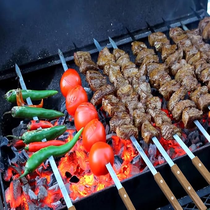 Vokop 12 Pack Kebab Skewers 22 Inch Stainless Steel Grilling Skewer