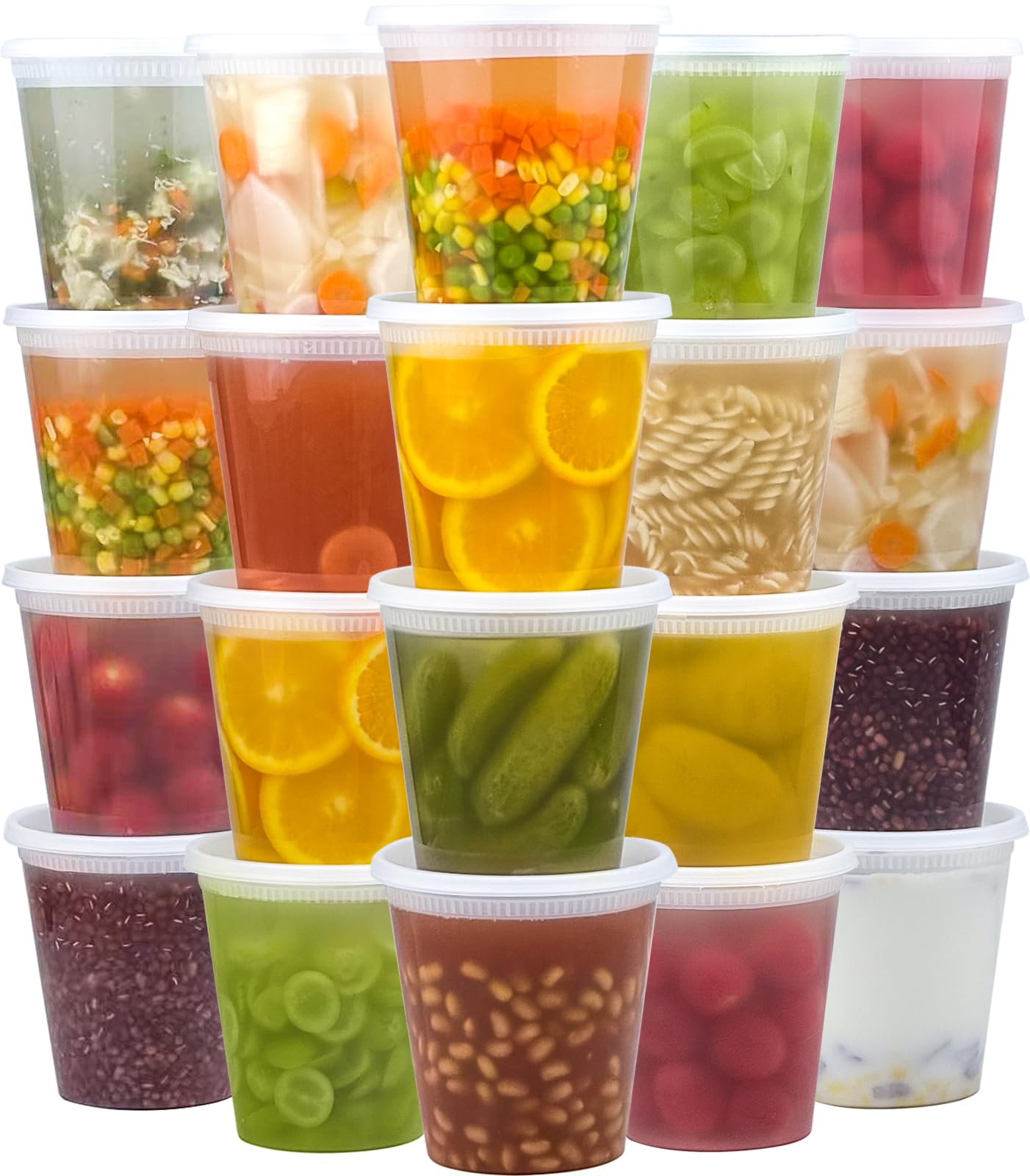 Dealusy 50 Set 16 oz Deli Containers with Lids