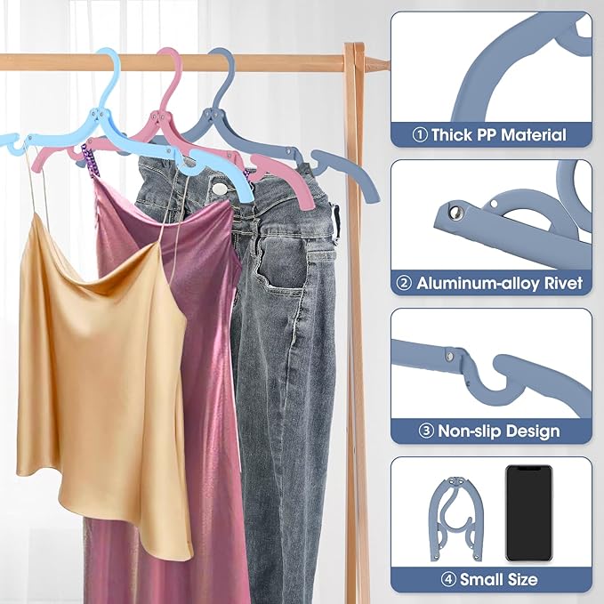 30 Pcs Travel Hangers Portable Foldable Travel Hanger Organizer, Plastic Cruise Essentials Clothes Drying Rack Folding Hangers for Camping Flying RV Europe Vacation Essentials Suitcase, Multicolor