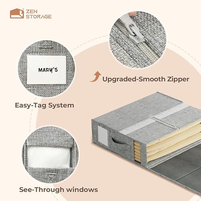 12Pack Sheet Organizers and Storage - King/Queen Size Sheet Storage Organizer with Window, Foldable & Dustproof Sheet Organizer for Linen Closet for Summer Blankets & Sheet Sets,Grey