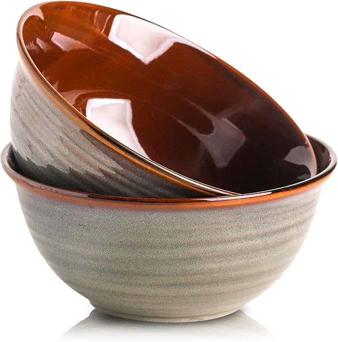 HASENSE Ceramic Mixing Bowls Set, 2.1/1.0/0.5 Qt, Handmade Salad Serving Bowls for Kitchen, Deep Nesting Dishes for Storage and Baking, Microwave Dishwasher Safe
