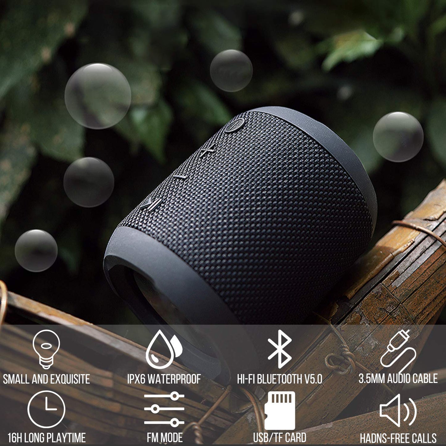 Bluetooth Speakers, 20W Portable Speaker Loud Stereo Sound, Rich Bass IPX6 Waterproof, 16 Hour Playtime, Built-in Mic, Wireless Speaker with TF, AUX, FM for Shower, Pool, Party, Travel, Outdoors