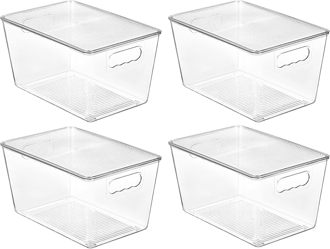Vtopmart 1 Pack Clear Stackable Storage Bins with Lids and Handles, Medium
