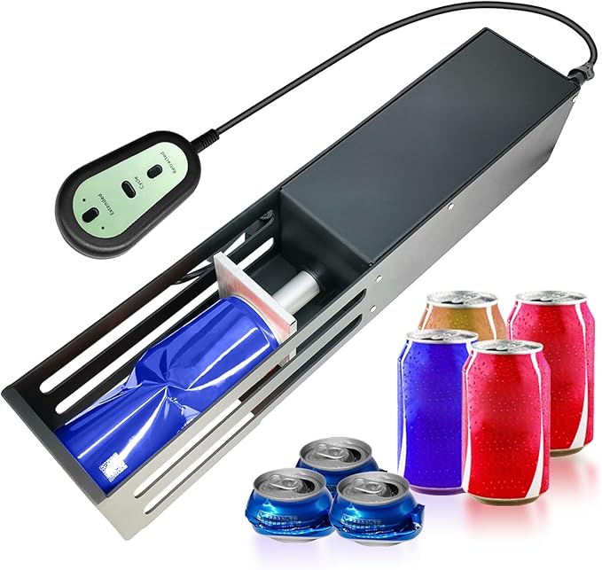 JNSTU Electric Can Crusher with Button Controller, Automatic Can Crushers for Recycling 8/12/16oz Cans, Auto Cycle Mode, Countertop Can Smasher for Recycling Aluminum Seltzer, Soda, Beer Cans, Sliver