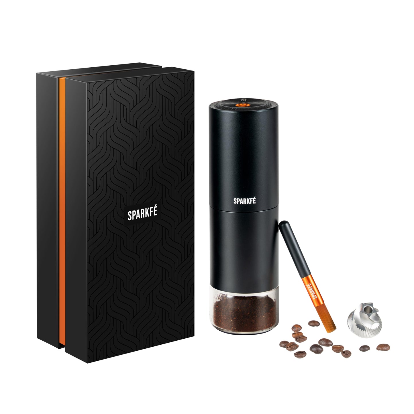 SPARKFE Portable Electric Coffee Grinder, Rechargeable Wireless Handheld Grinder with Stainless Steel Conical Burr, Adjustable Grind Settings, for Espresso, Moka, Pour Over, French Press, Cold Brew