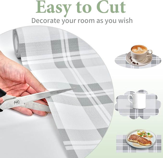 Drawer and Shelf Liner for Kitchen Cabinet: 17 in X 30 Ft Non Slip Waterproof Shelf Paper Non Adhesive Refrigerator Liners Light Grey Lattice Easy Liners for Bathroom