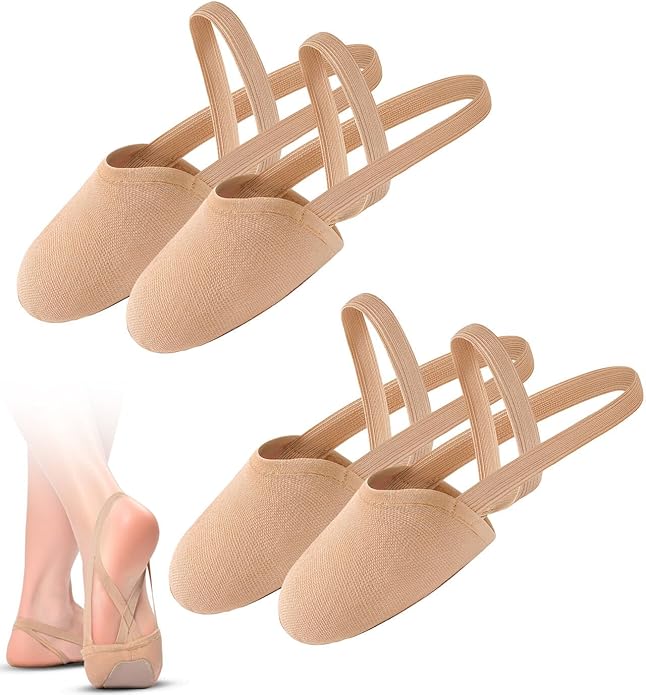 Babene 2Pcs Women's Canvas Half Soles Dance Shoes(ZF1E7-2-L) Nude