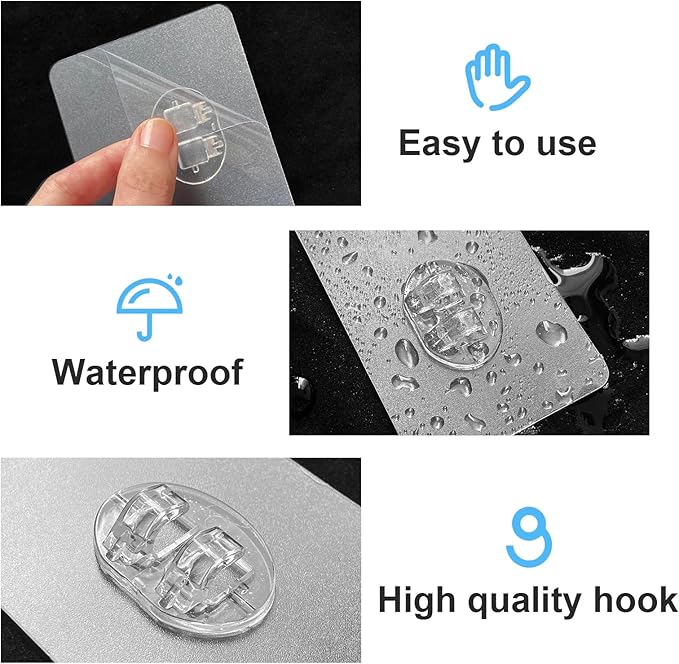 Upgraded Shower Caddy Adhesive Replacement,Strong Adhesive Hooks for Shower Caddy, Waterproof Shower Shelf Adhesive, Shower Adhesive Strips for Shower Organizer and Kitchen Racks (14 Pcs (Mix Hooks))
