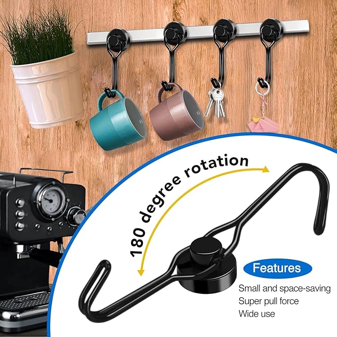 LOVIMAG Hooks, 30lbs+ Magnetic Magnet Hook 2026 Cruise Cabin Ship Essentials Heavy Duty Strong Refrigerator Fridge Hanging for Classroom Beach Vacation Kitchen Grills Home Mug Hanger (6 Pack)