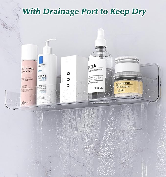 Shower shelves, Adhesive Clear Acrylic Bathroom Shower caddy Organizer, Transparent No Drilling Wall Mount Bathroom Storage