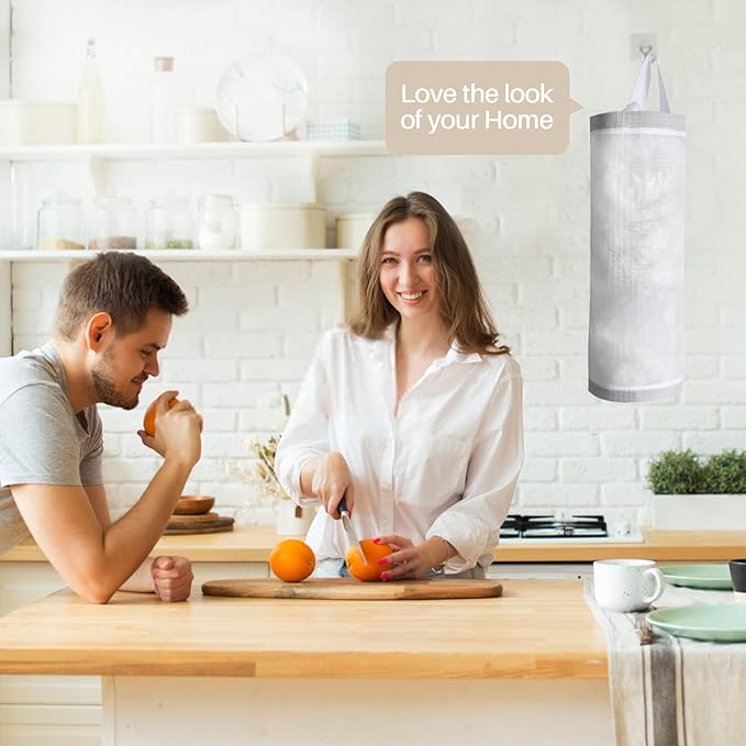 TOGETRUE Plastic Bag Holder, Mesh Grocery Bag Holder Hanging Storage Bag Dispenser (White 2 Packs)