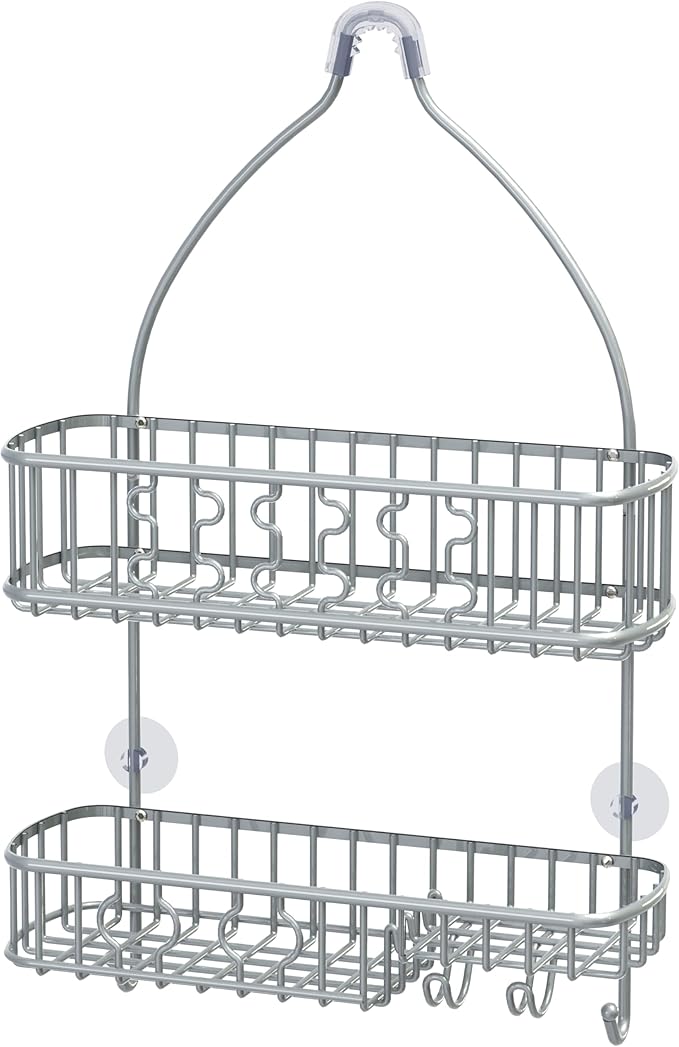 Simple Houseware Bathroom Hanging Shower Head Caddy Organizer,Silver (26 x 16 x 5.5 inches)