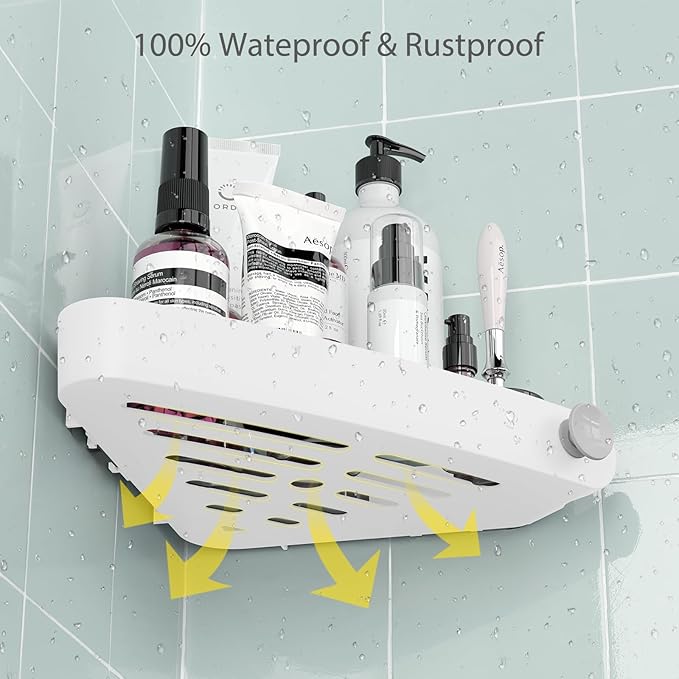 Sotfamily Plastic Shower Caddy Corner (For 90° Only), 4 Pack Adhesive Corner Shower Shelves for Bathroom Organizers and Storage, White