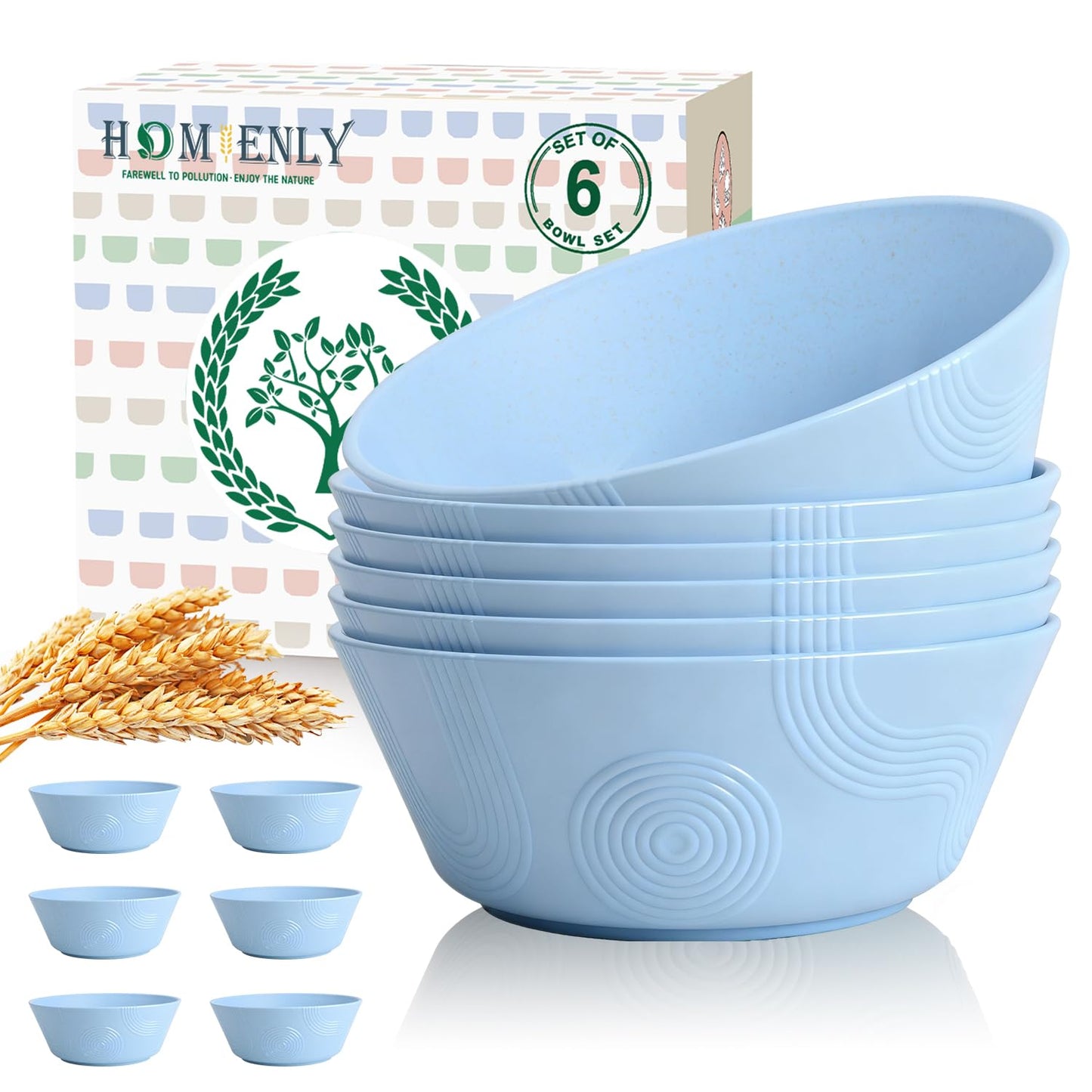 Homienly Wheat Straw Dipping Bowls Set of 6, 4.5oz Small Dessert Bowls, Unbreakable Dip Bowls & Sauce Bowls, Small Bowls for Dips, Mini Prep Small Bowl for Soy Sauce & Sides, 6 Color