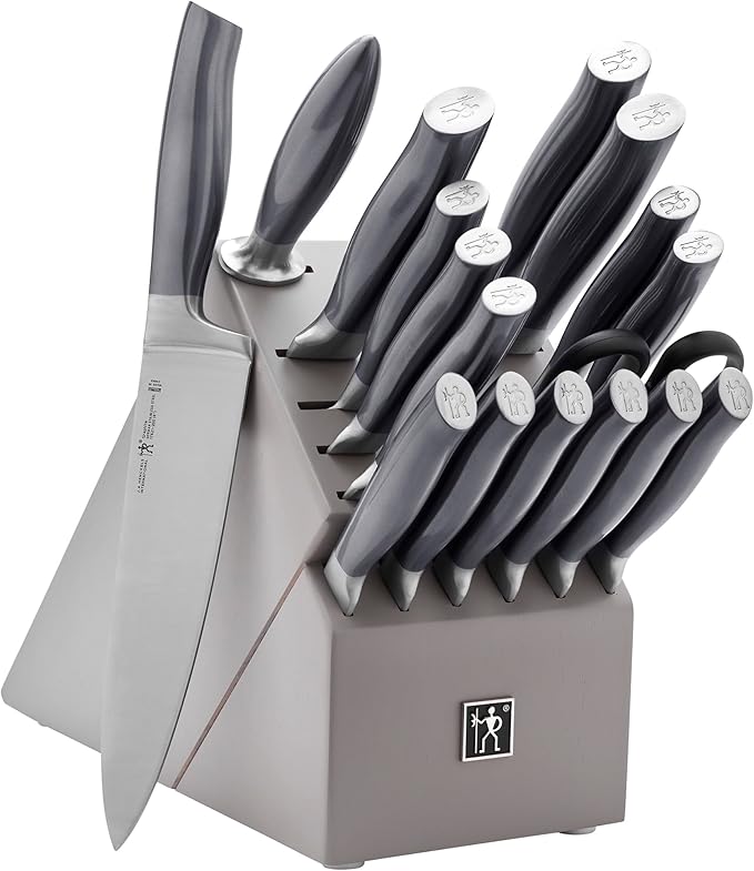 HENCKELS Silvercap 14 Piece Knife Block Set, German-Engineered, Black
