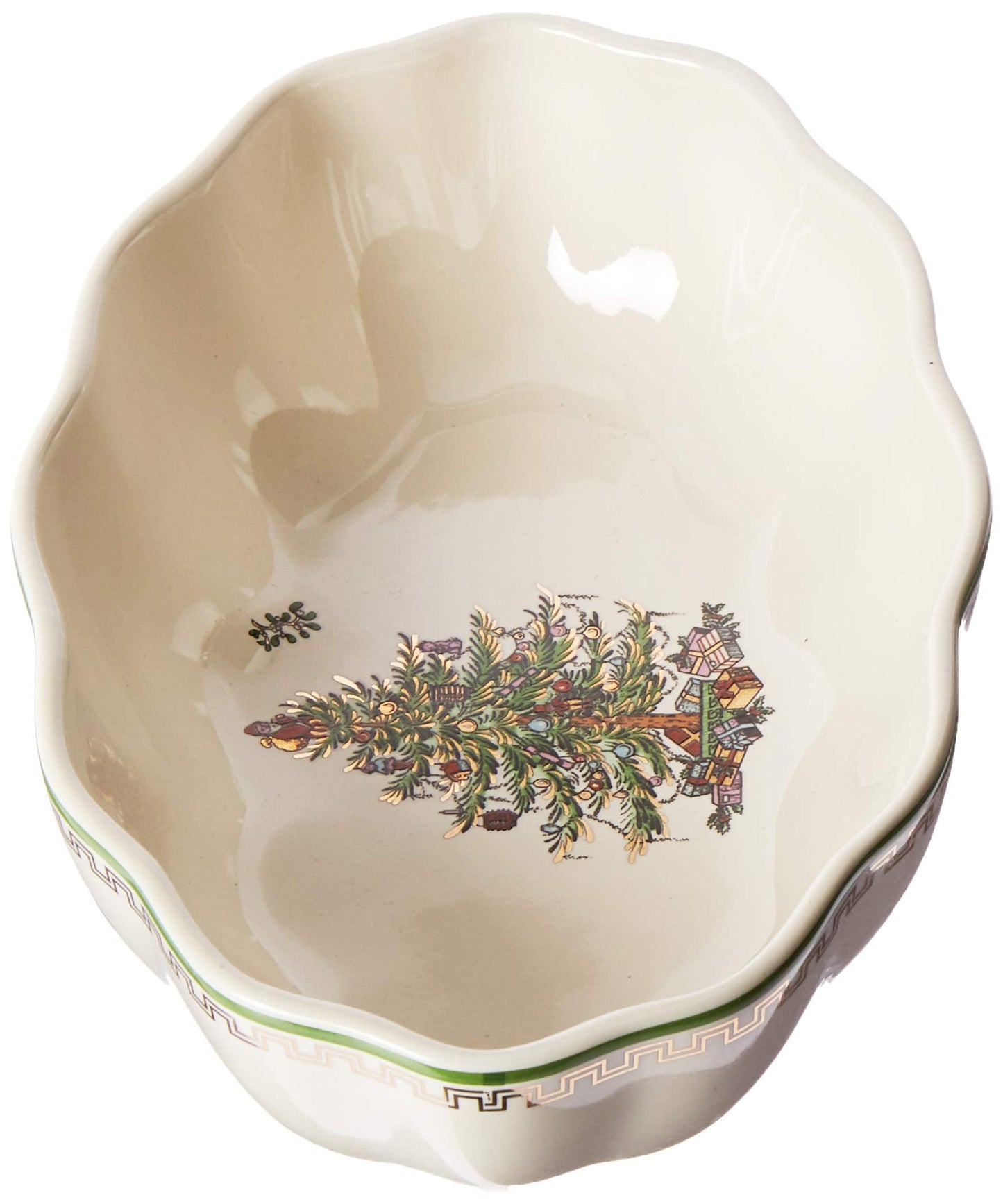 Spode Christmas Tree Gold Cranberry Dish & Server - Set of 2