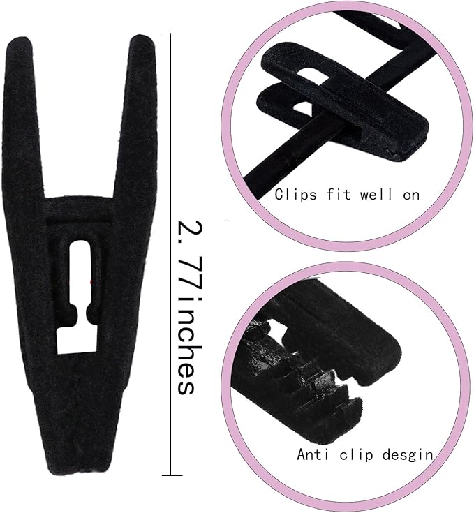 Tinfol Velvet Hanger Clips, 24 Pack Black Pants Hangers Clips, Large Opening Clothes Pin, Strong Finger Flocked Clip Perfect for Use with Slim-line Clothes Velvet Hanger