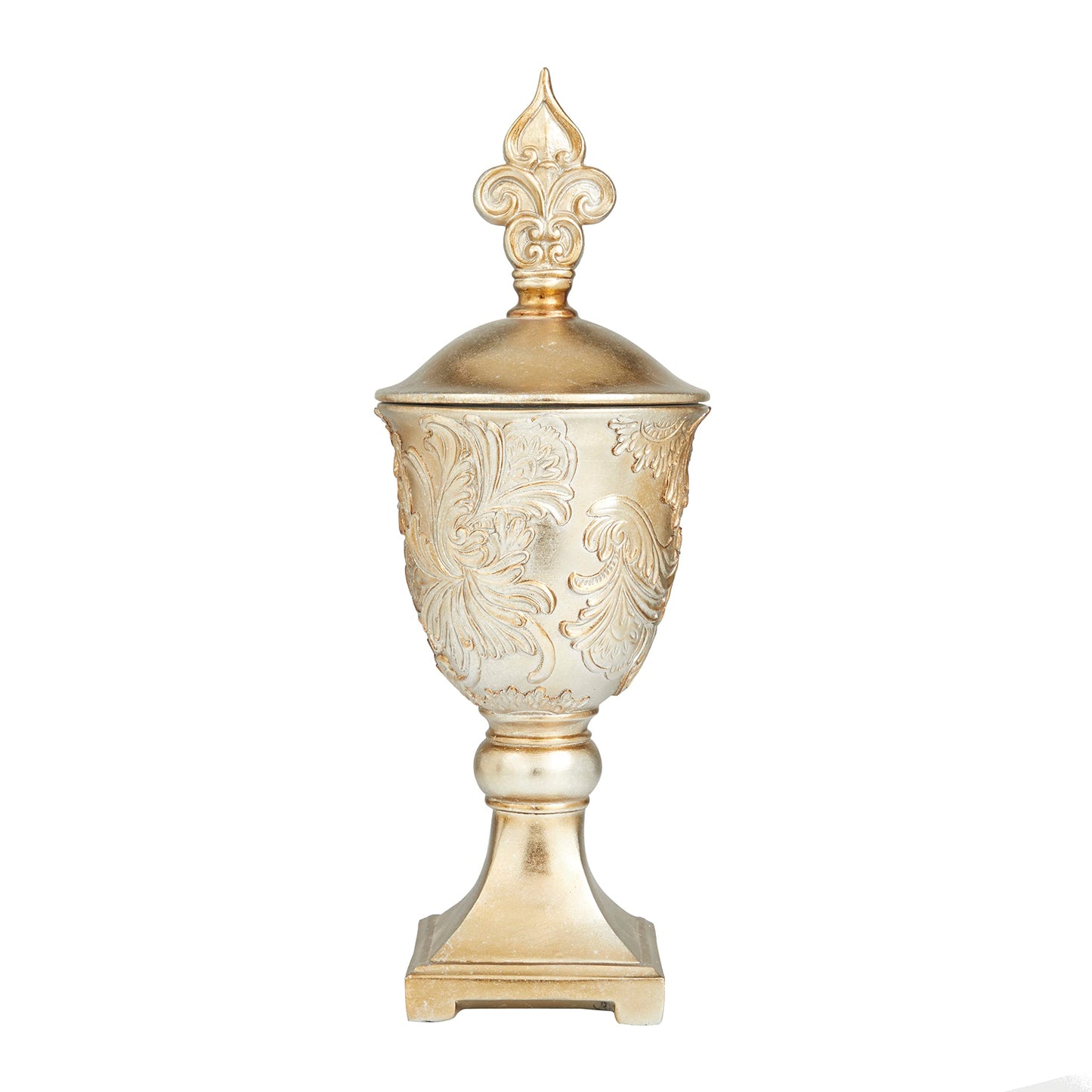 Deco 79 Polystone Solid Decorative Jars, 7" x 7" x 19", Gold